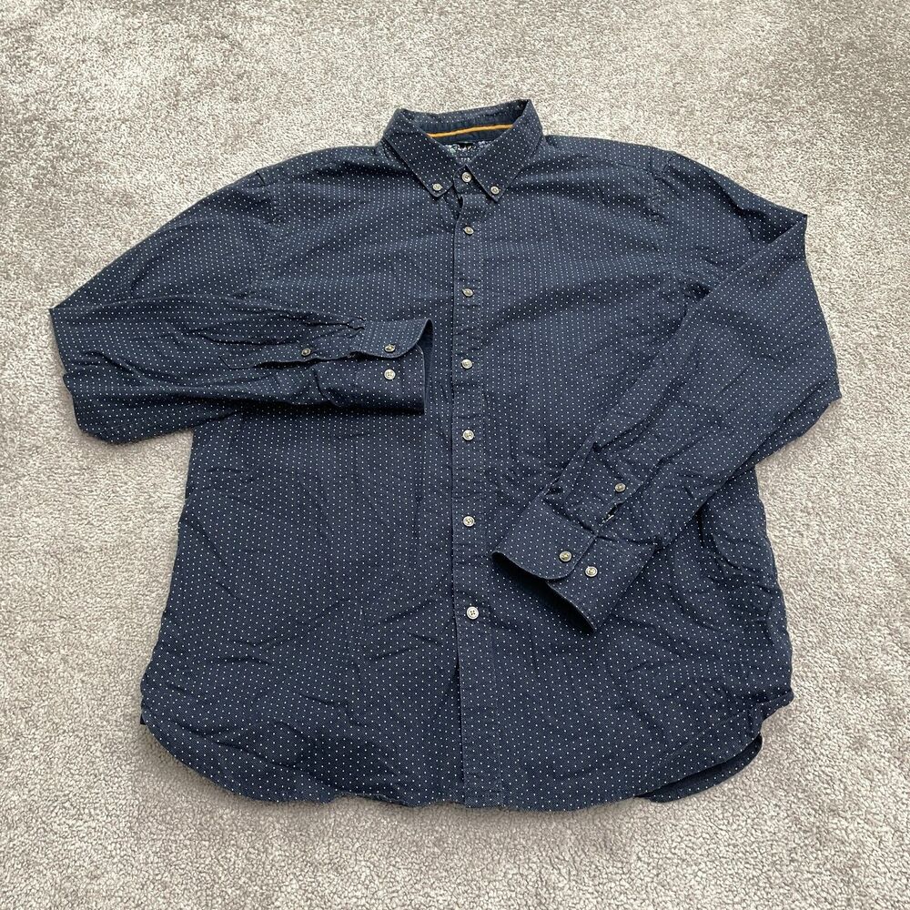 Cactus Man Ricky Singh Button Down Shirt Mens Large Blue Polka Dot Cotton Casual